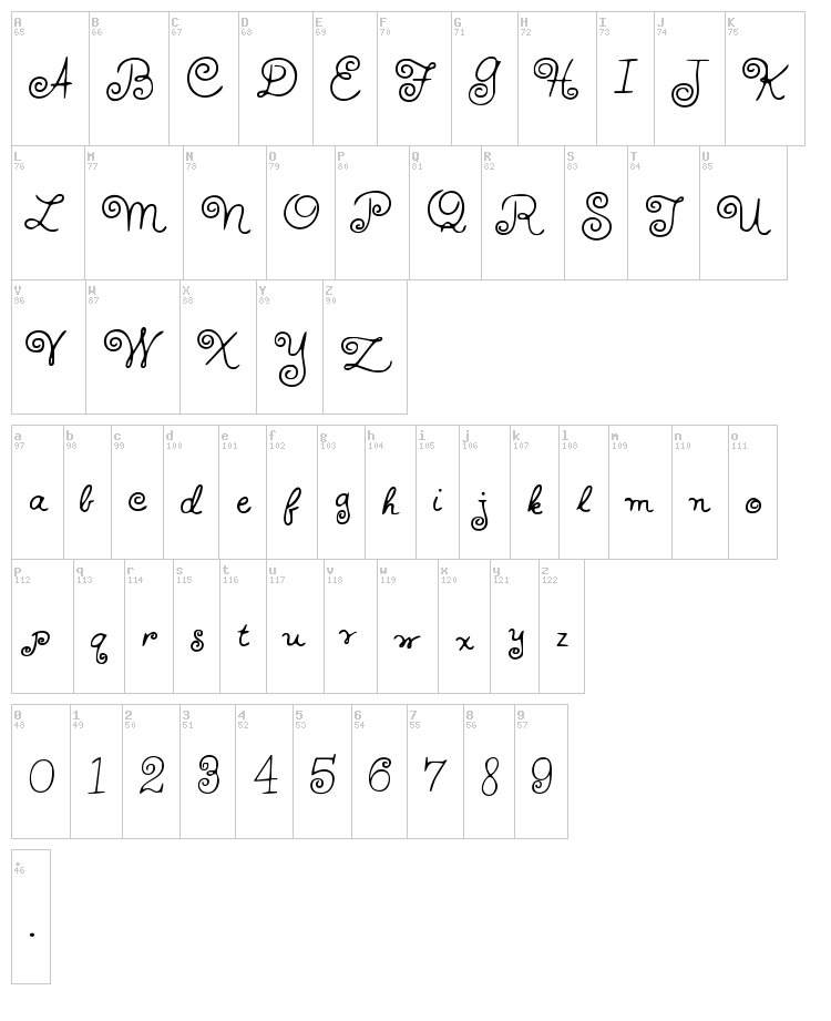 HFF Whirly Whorl font map